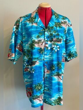 Hawaiian- all cotton button up shirt Size Large